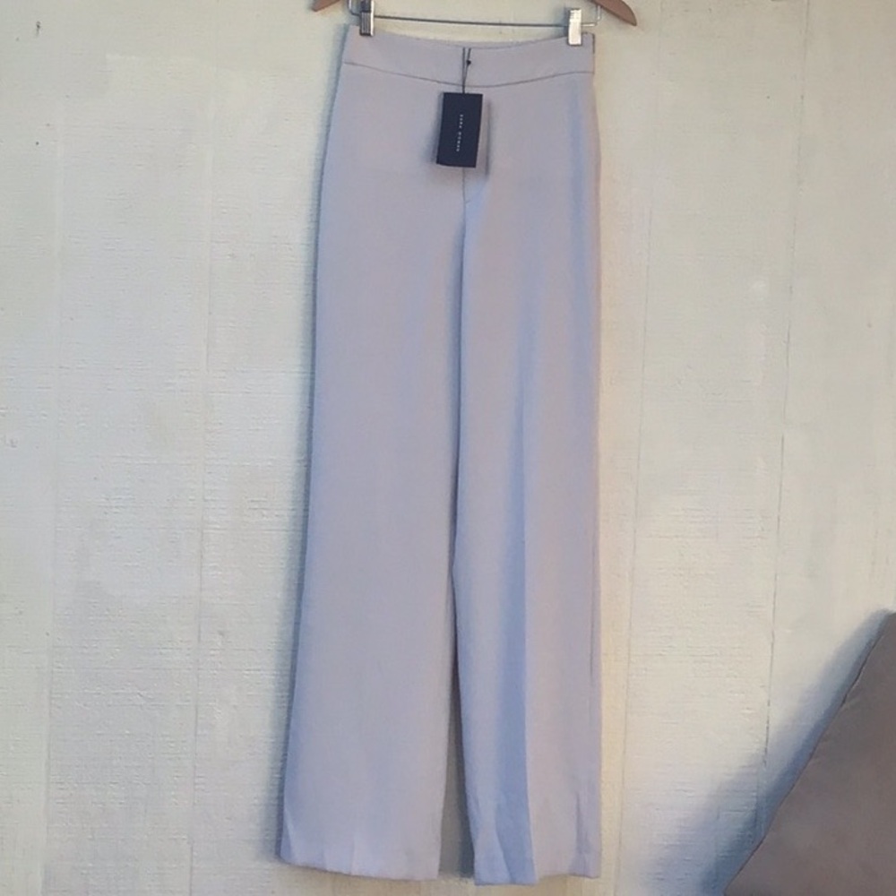 Zara high waisted wide flare ecru light silver trousers dress pants